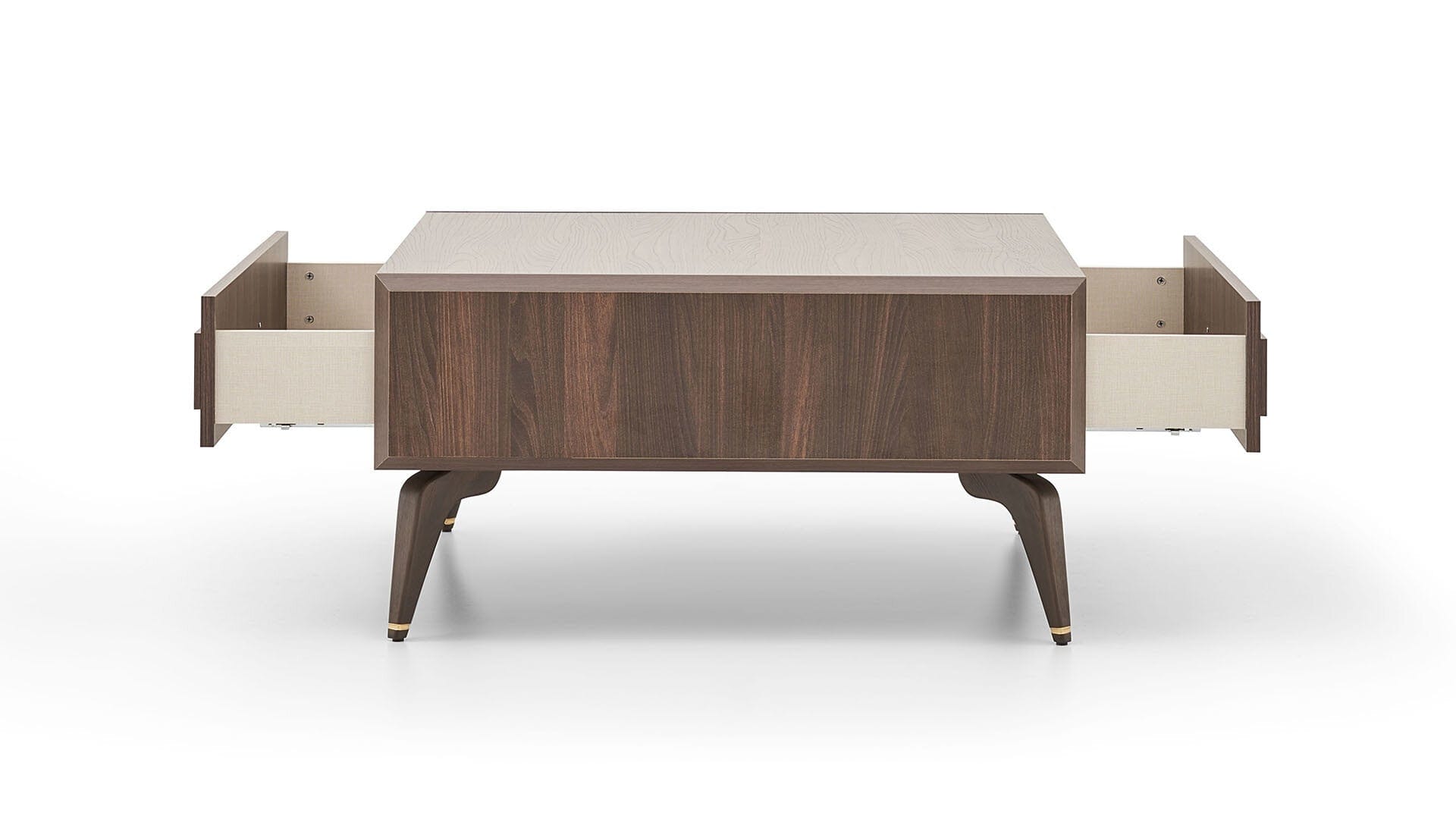 Masa de cafea din pal, cu 2 sertare, Venera Nuc Inchis, L92,7xl92xH43,3 cm (5)