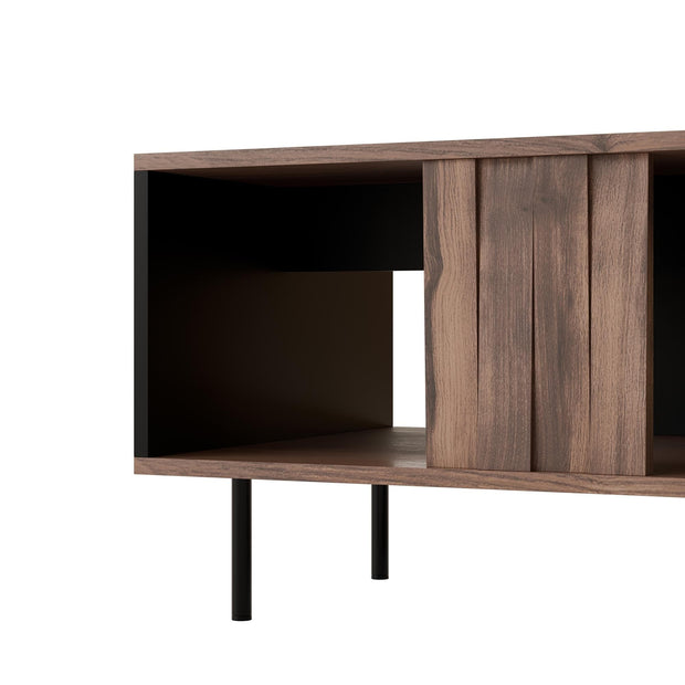 Masa de cafea din pal, MDF si metal, Swing Nuc / Negru, L100xl54xH45 cm (2)