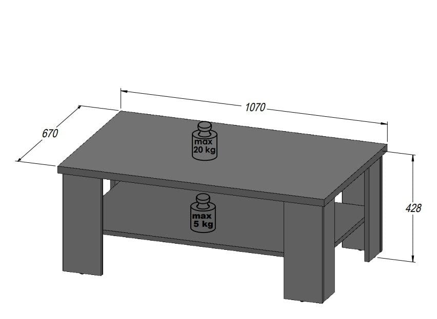Masa de cafea din pal, Rockhampton Pin Alb, L107xl67xH42,8 cm (3)