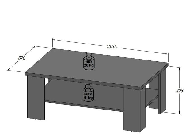 Masa de cafea din pal, Rockhampton Pin Alb, L107xl67xH42,8 cm (3)