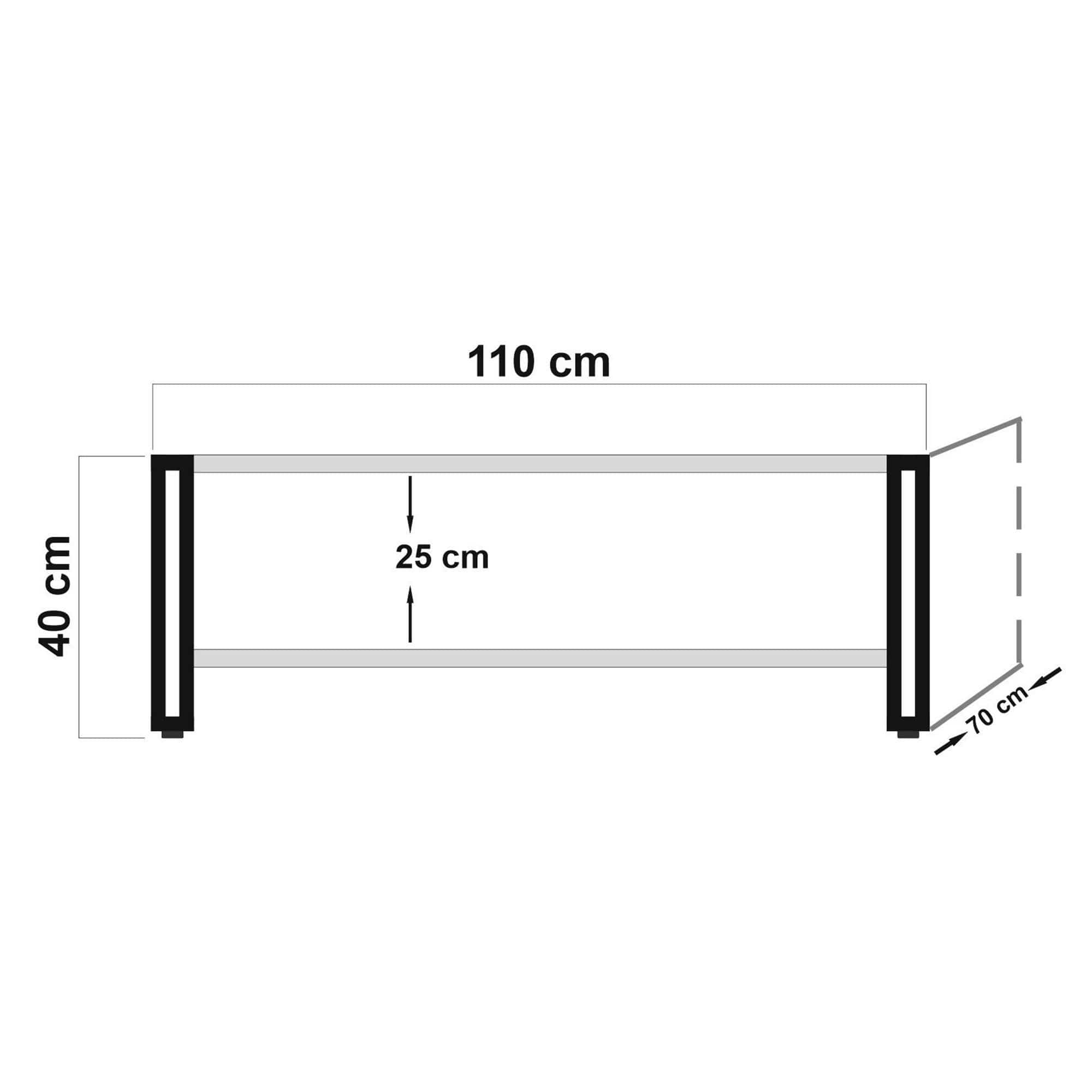 Asir Masa de cafea din pal si metal, Cosmo Rectangle Pin Atlantic / Negru, L110xl70xH40 cm
