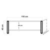 Asir Masa de cafea din pal si metal, Cosmo Rectangle Pin Atlantic / Negru, L110xl70xH40 cm