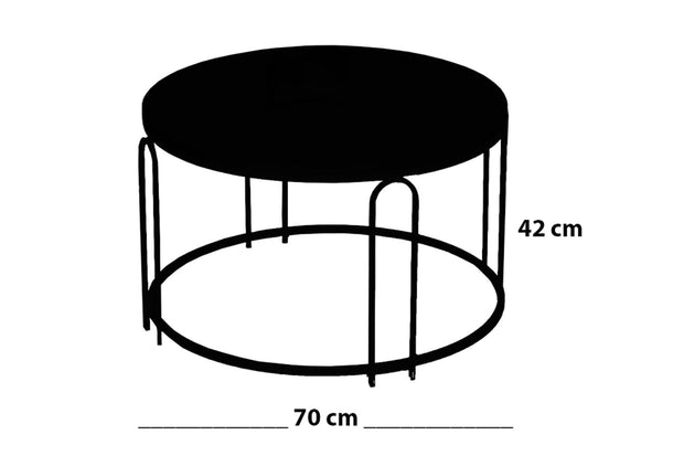 Asir Masa de cafea din pal si metal, Lenka Nuc / Auriu, Ø70xH42 cm