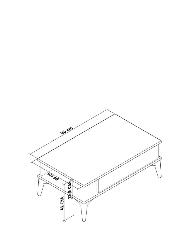 Asir Masa de cafea din pal si metal, Marin Crem / Antracit, L90xl54xH42 cm