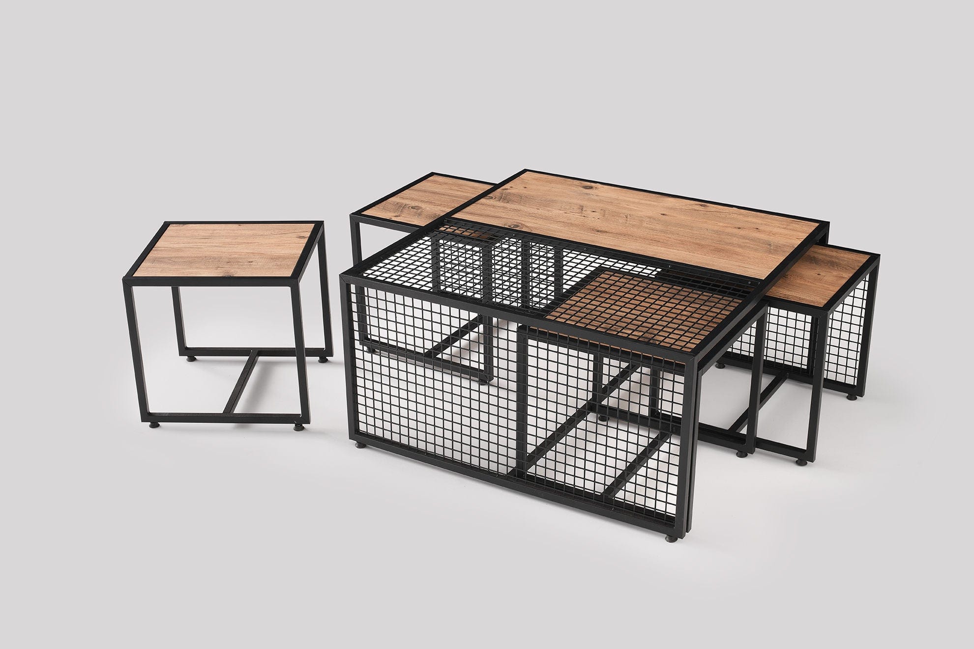 Asir Masa de cafea din pal si metal, Matruska 9534 Negru / Nuc, L90xl90xH45 cm