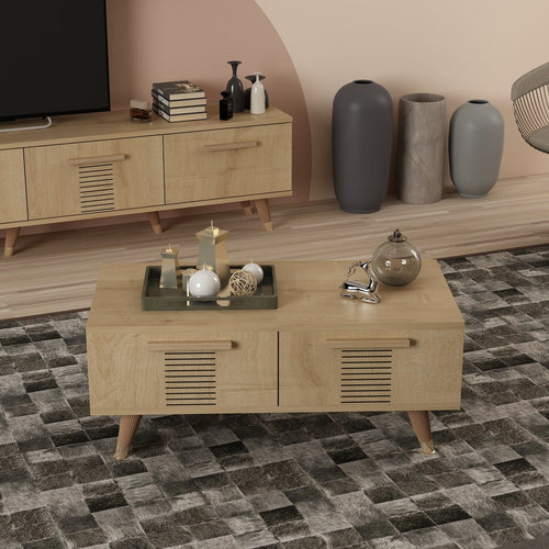 Asir Masa de cafea din pal si plastic, Asimo Stejar Sapphire, L90xl45xH38 cm