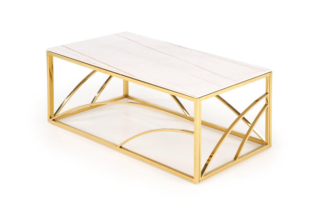 Masa de cafea din piatra sinterizata si metal, Universe 3 Alb / Auriu, L120xl60xH45 cm (4)