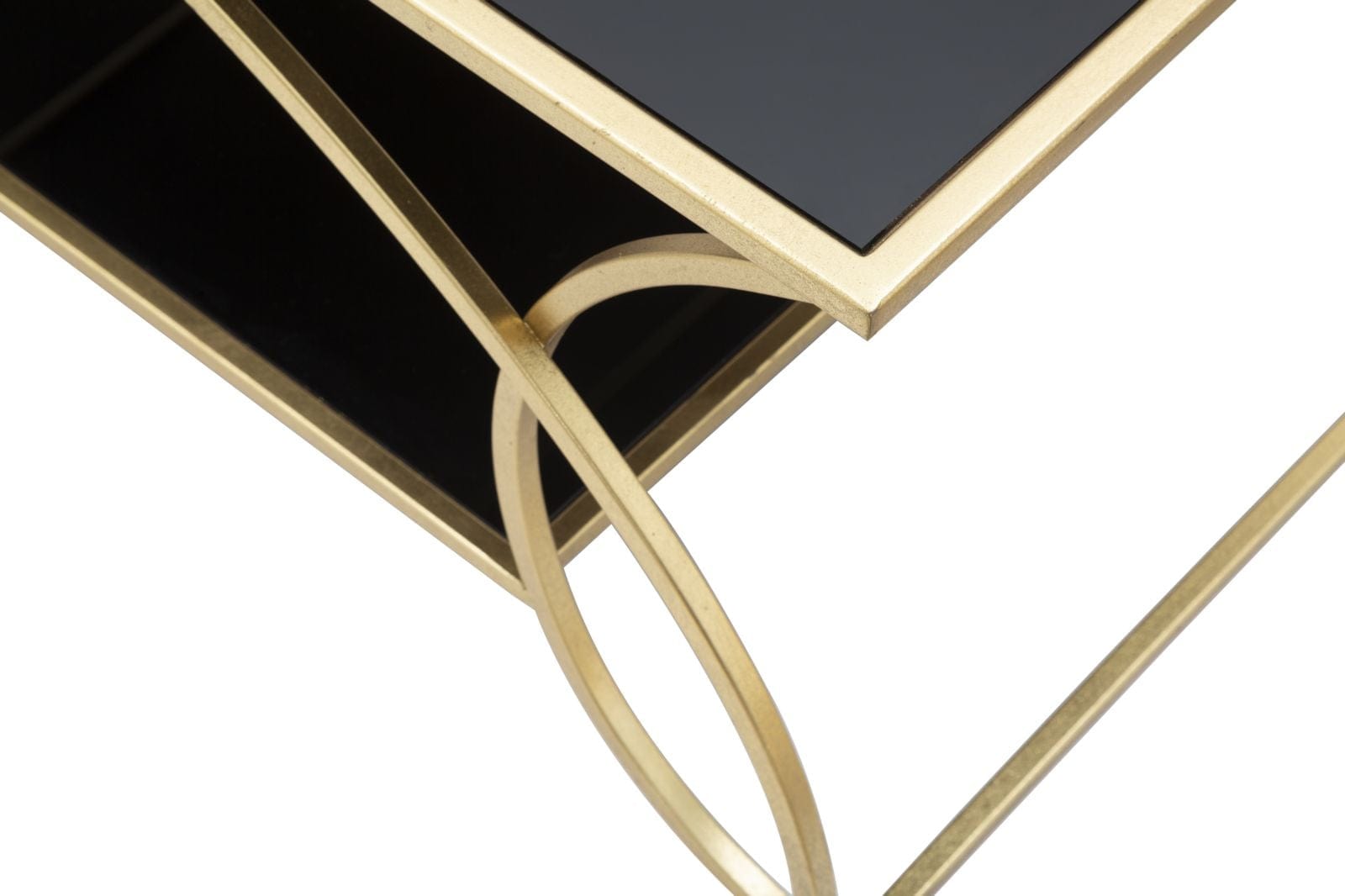 Masa de cafea din sticla, metal si MDF, Sunshine Negru / Auriu, L110xl60xH45 cm (5)