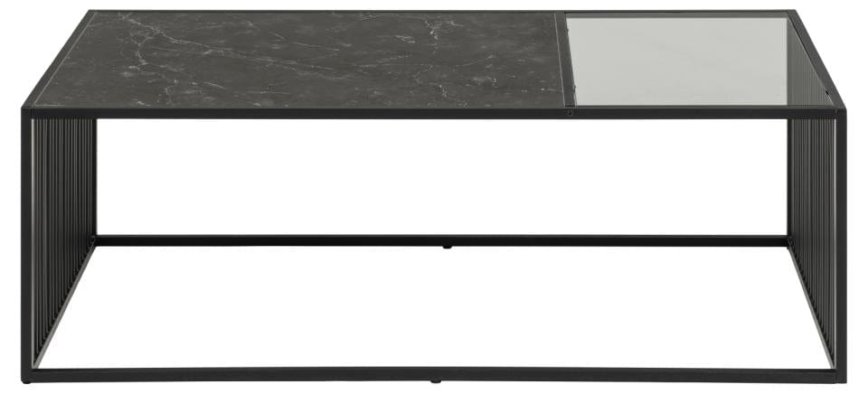 Masa de cafea din sticla, pal si metal, Strington Rectangle Fumuriu / Negru, L120xl60xH40 cm (4)