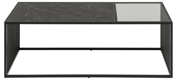 Masa de cafea din sticla, pal si metal, Strington Rectangle Fumuriu / Negru, L120xl60xH40 cm (4)
