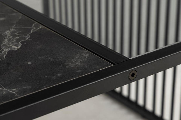 Masa de cafea din sticla, pal si metal, Strington Square Fumuriu / Negru, L80xl80xH40 cm (9)