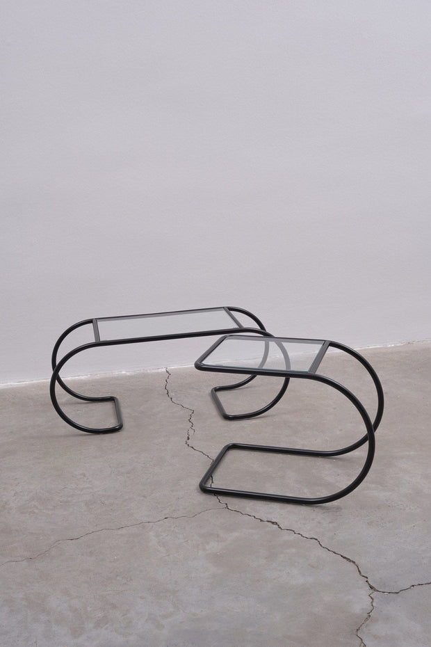 Asir Masa de cafea din sticla si metal, Layer Negru, L100xl40xH40 cm