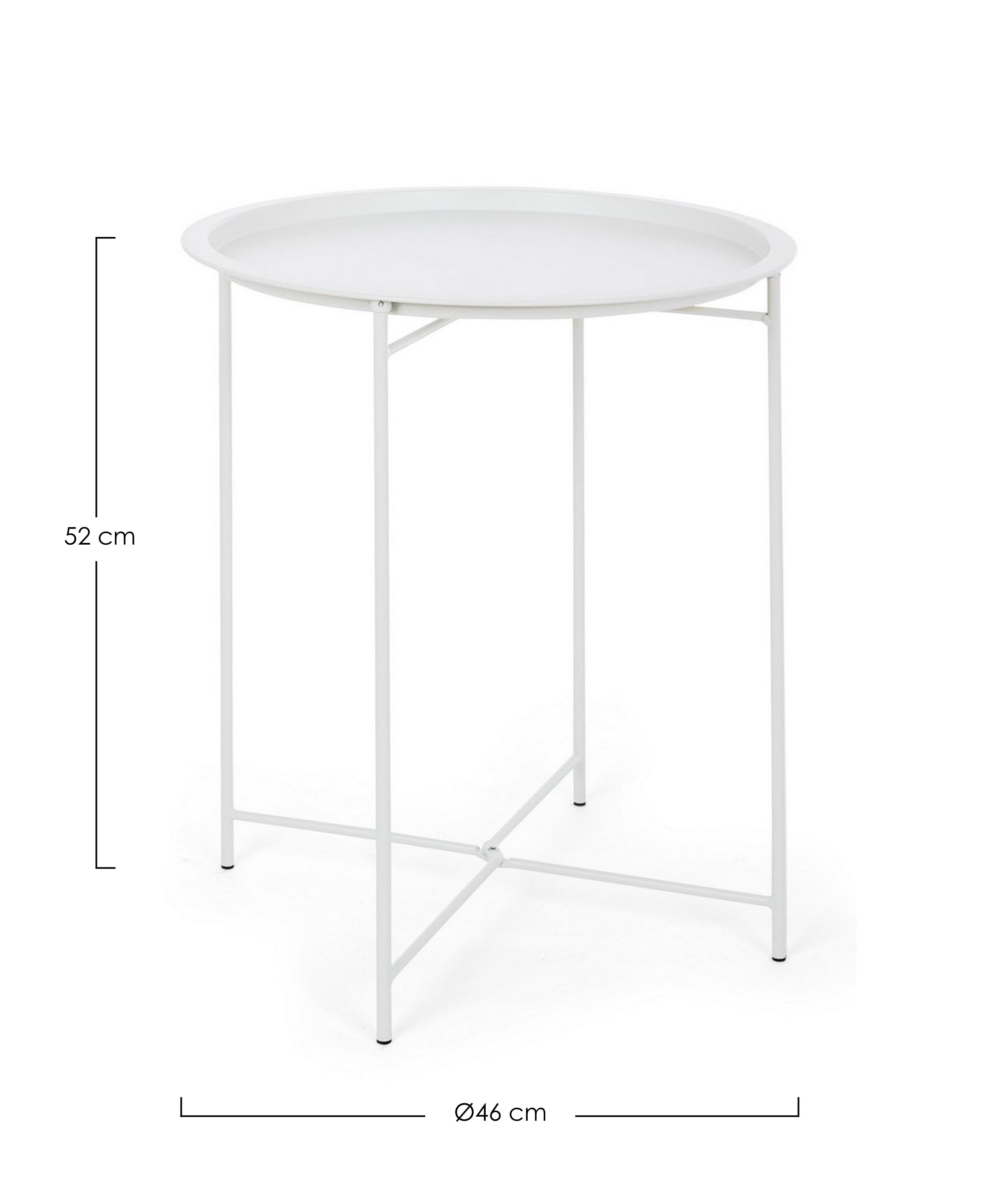 Masa de cafea pentru gradina / terasa, din metal, Wissant W-Tray D46 Alb Mat, Ø46xH52 cm (3)