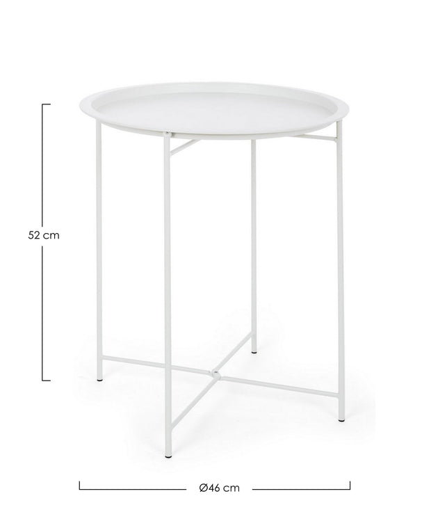 Masa de cafea pentru gradina / terasa, din metal, Wissant W-Tray D46 Alb Mat, Ø46xH52 cm (3)