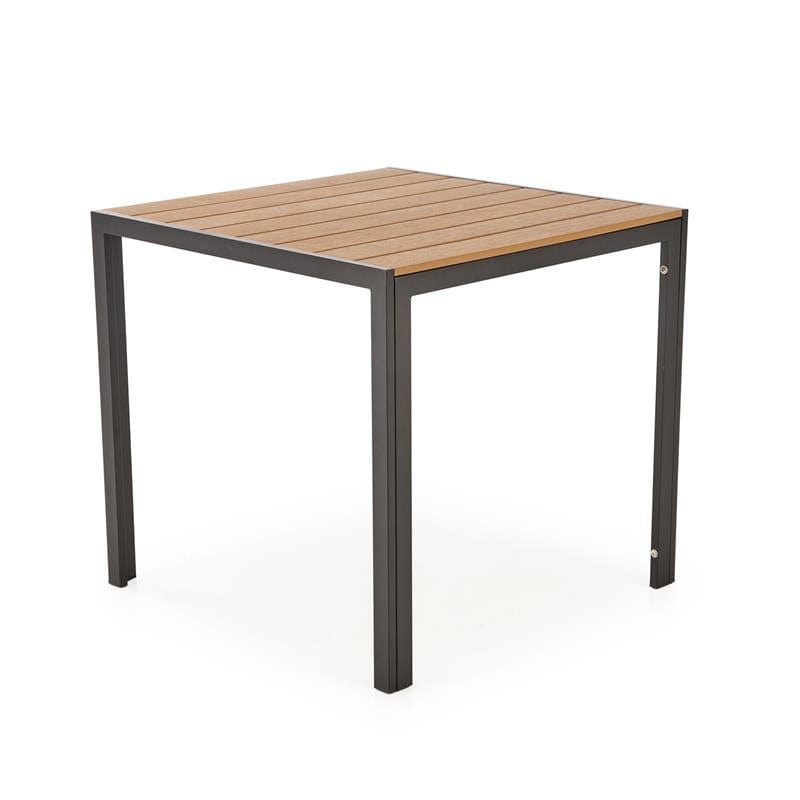 Halmar Masa de gradina / terasa din metal, Fieris Natural / Negru, L80xl80xH75 cm