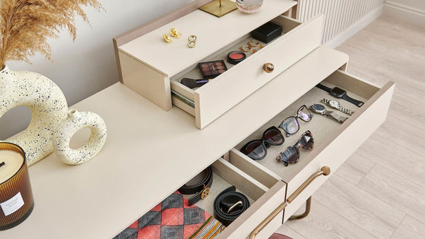 Masa de machiaj din pal, cu 3 sertare, Nicole Crem, L114xl43,8xH78 cm (2)