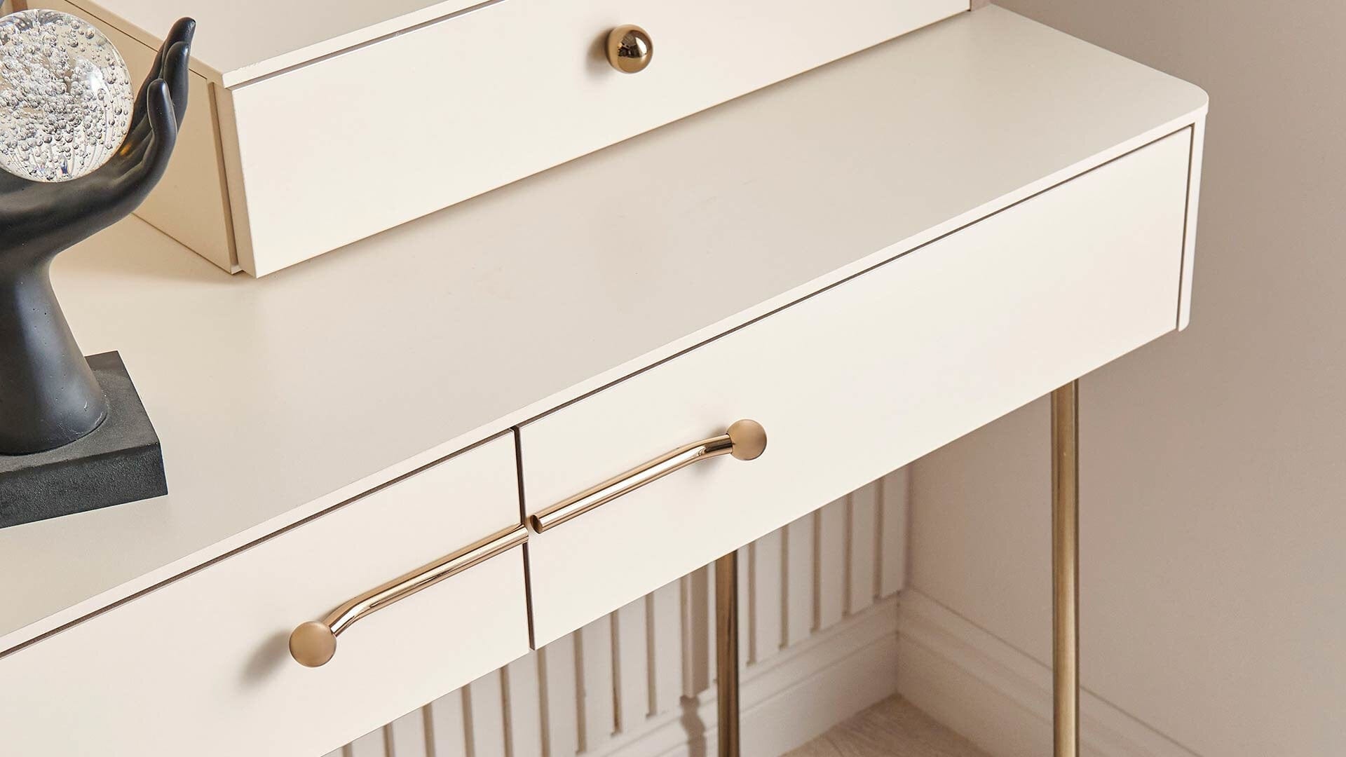 Masa de machiaj din pal, cu 3 sertare, Nicole Crem, L114xl43,8xH78 cm (4)