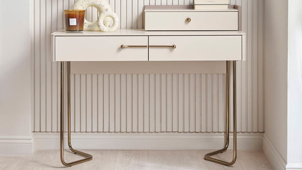 Masa de machiaj din pal, cu 3 sertare, Nicole Crem, L114xl43,8xH78 cm (5)