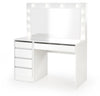 Masa de machiaj din pal cu oglinda, 5 sertare si LED inclus, Hollywood XL Alb, L120xl55xH140 cm