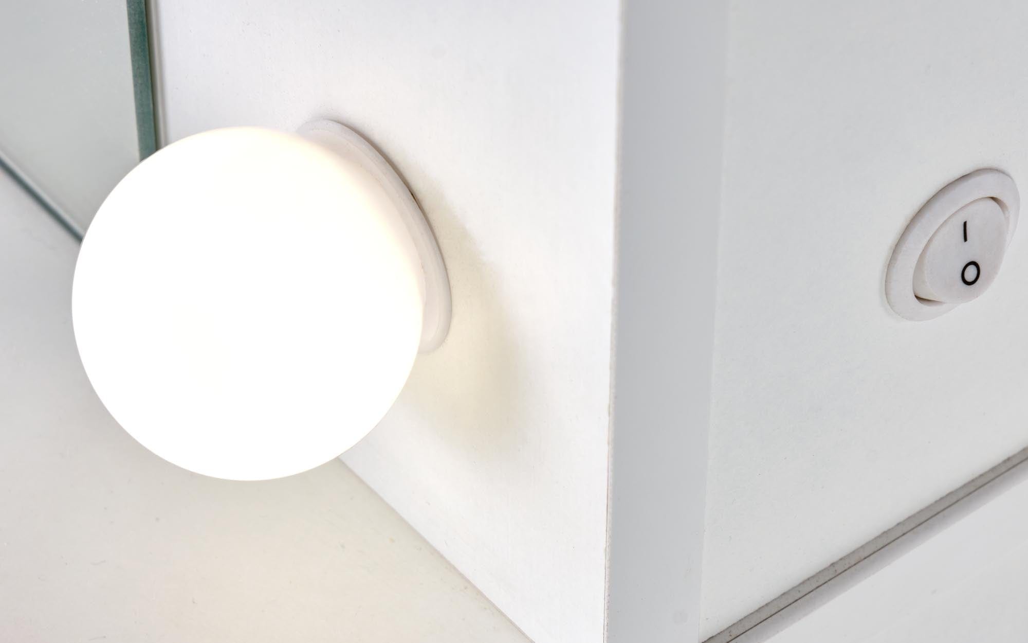 Masa de machiaj din pal cu oglinda, 5 sertare si LED inclus, Hollywood XL Alb, L120xl55xH140 cm (2)