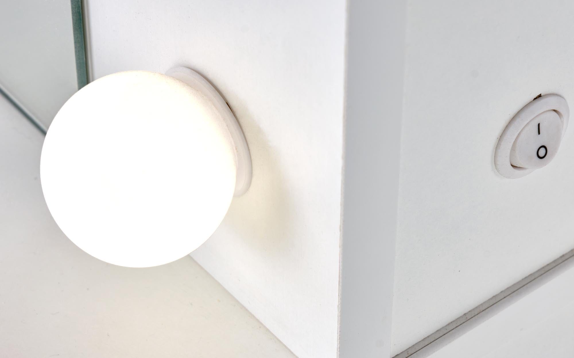 Masa de machiaj din pal cu oglinda, 5 sertare si LED inclus, Hollywood XL Alb, L120xl55xH140 cm (6)