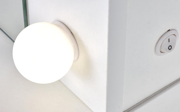 Masa de machiaj din pal cu oglinda, 5 sertare si LED inclus, Hollywood XL Alb, L120xl55xH140 cm (6)