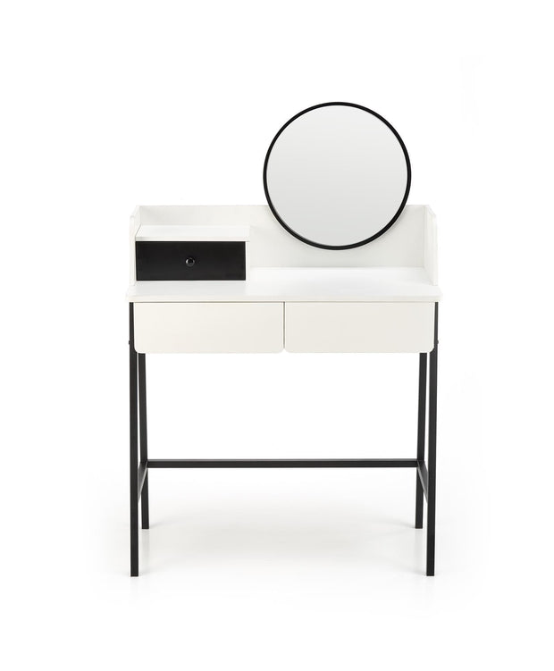 Masa de machiaj din pal si MDF cu oglinda si 3 sertare, Agnes Alb / Negru, L80xl42xH120 cm (7)