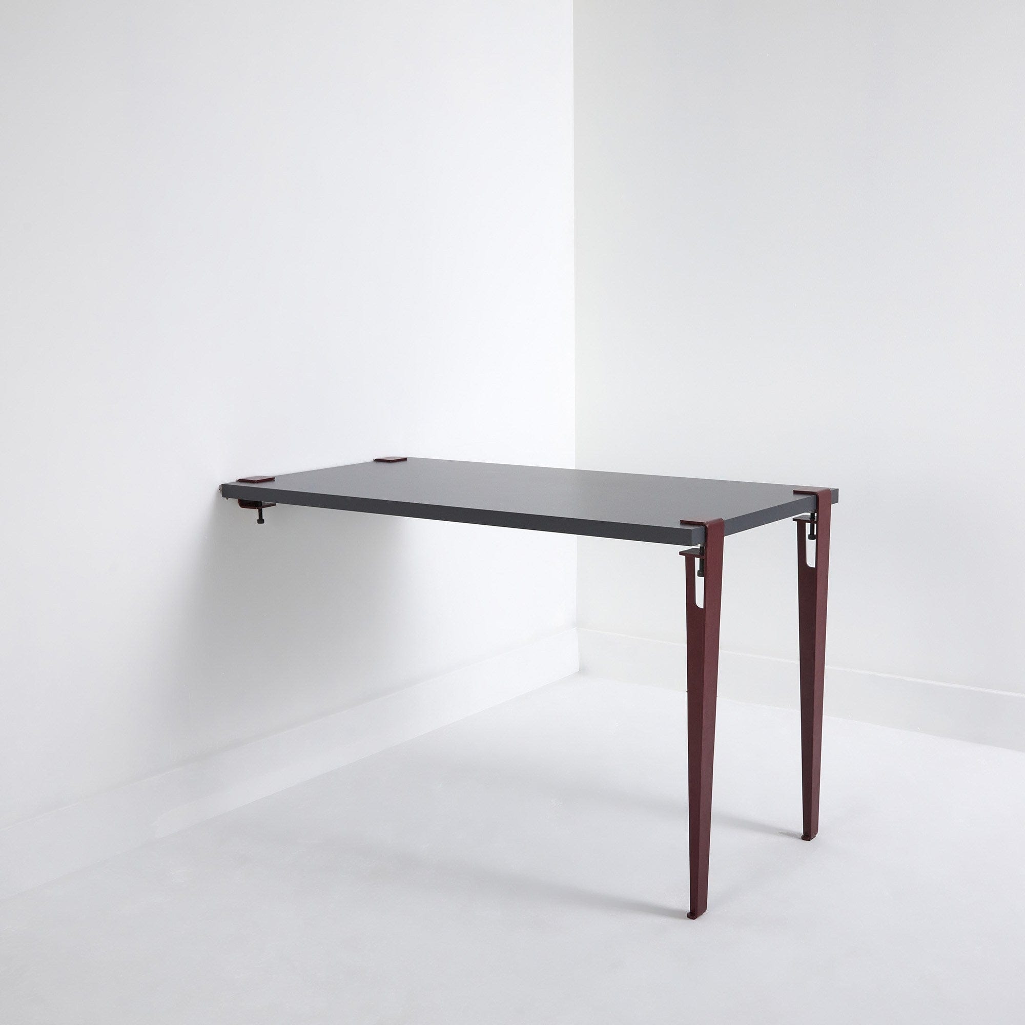 Asir Masa de perete pliabila din pal si metal, Alfeios Antracit / Burgundy, L120xl60xH75 cm