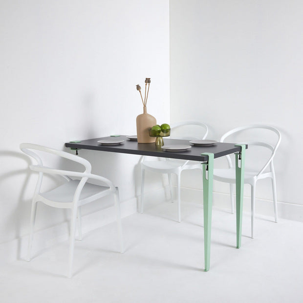 Masa de perete pliabila din pal si metal, Alfeios Antracit / Verde Mint, L120xl60xH75 cm (1)