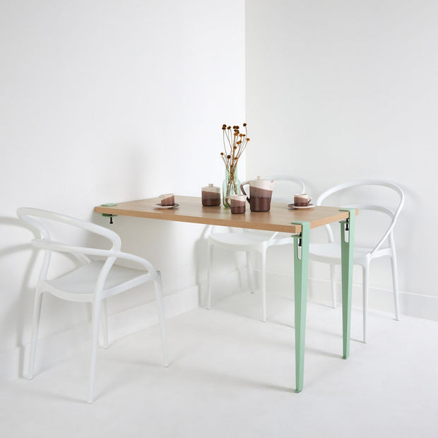 Asir Masa de perete pliabila din pal si metal, Alfeios Natural / Verde Mint, L120xl60xH75 cm