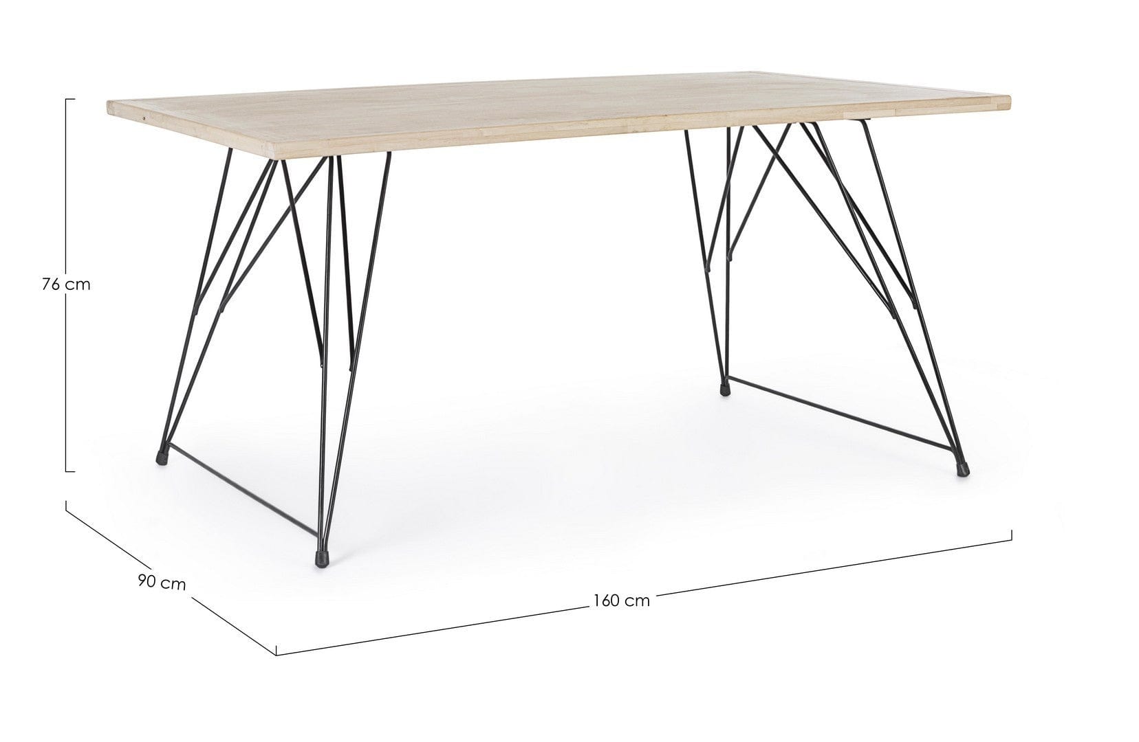 Bizzotto Masa din lemn de cauciuc si metal District Small Stejar White Wash, L160xl90xH76 cm
