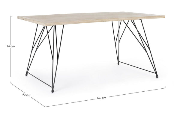 Bizzotto Masa din lemn de cauciuc si metal District Small Stejar White Wash, L160xl90xH76 cm