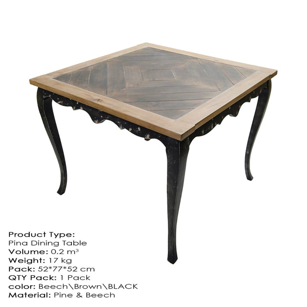 Asir Masa din lemn, Pina Fag / Maro, L50xl50xH75 cm