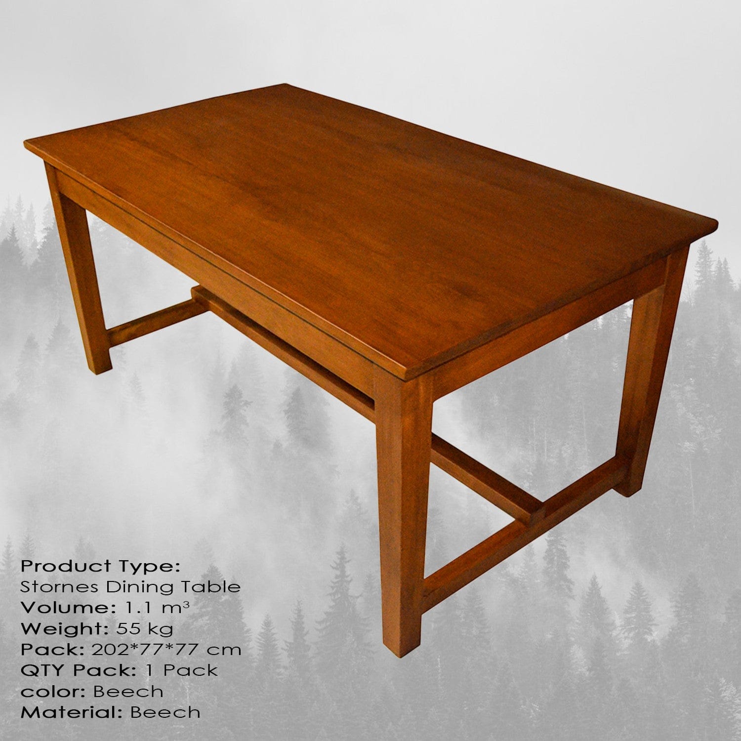 Asir Masa din lemn, Stornes Large Nuc, L200xl75xH75 cm