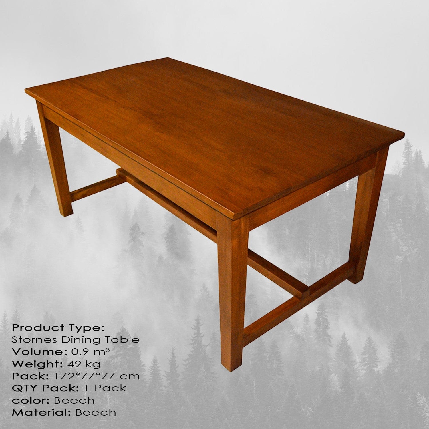 Asir Masa din lemn, Stornes Medium Nuc, L170xl75xH75 cm