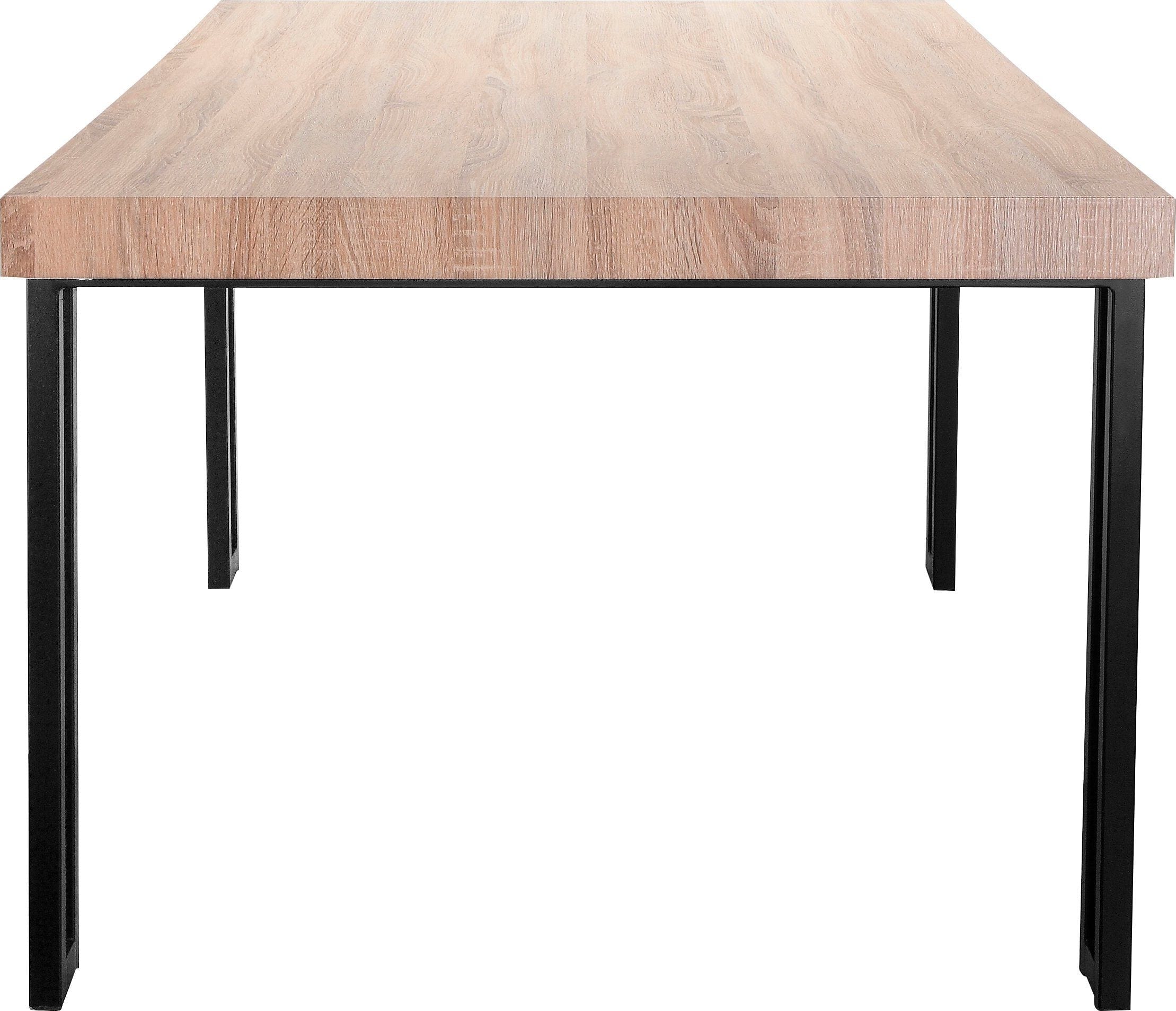 Dorel Home Masa din MDF si metal, Azuma Natural / Negru, L200xl100xH76 cm