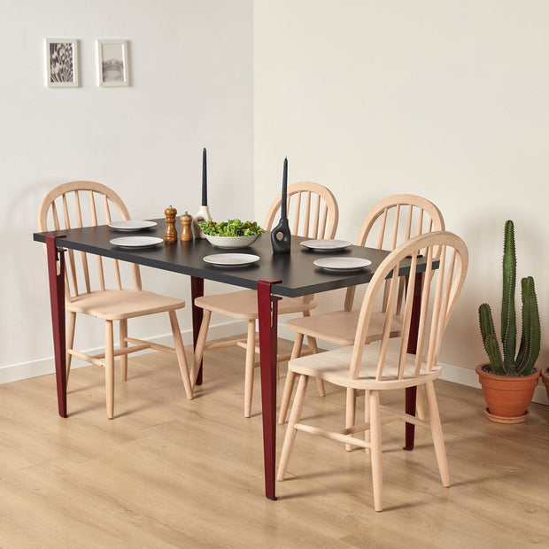 Asir Masa din pal si metal, Pineios Antracit / Bordeaux, L150xl75xH75 cm