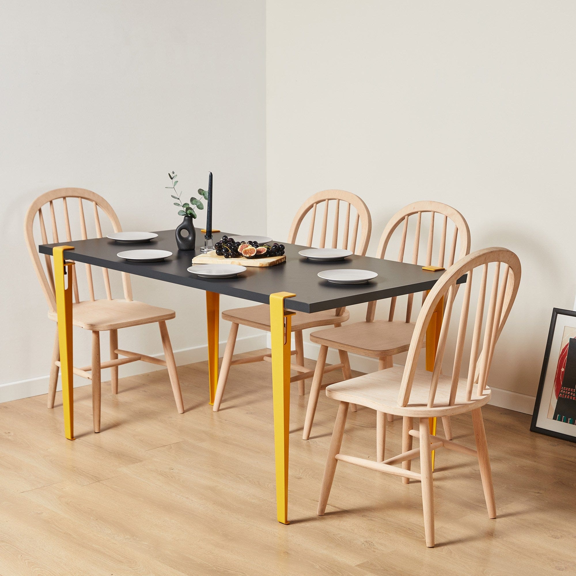 Asir Masa din pal si metal, Pineios Antracit / Galben, L150xl75xH75 cm