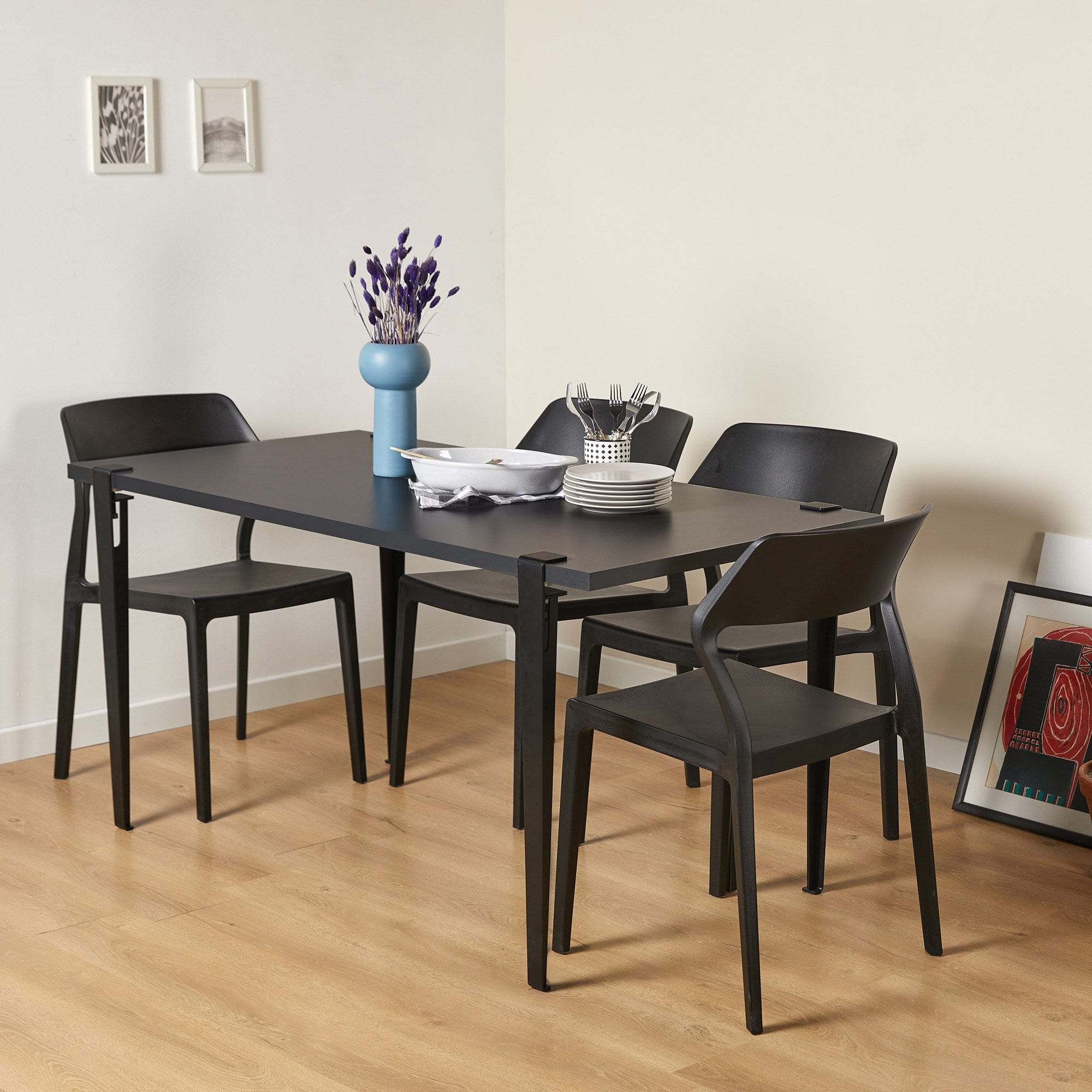 Asir Masa din pal si metal, Pineios Antracit / Negru, L150xl75xH75 cm