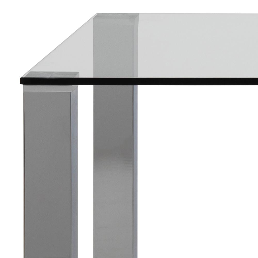 Masa din sticla si metal, Kante Transparent / Crom, L140xl90xH75 cm (6)