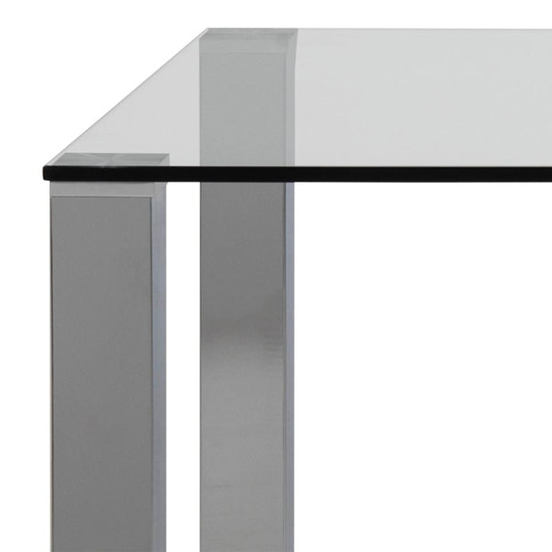 Masa din sticla si metal, Kante Transparent / Crom, L140xl90xH75 cm (6)