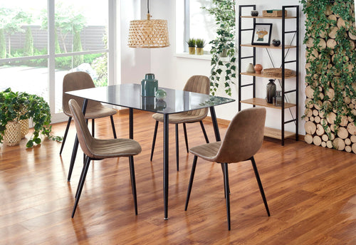 Masa din sticla si metal, Next Gri / Negru, L130xl80xH75 cm