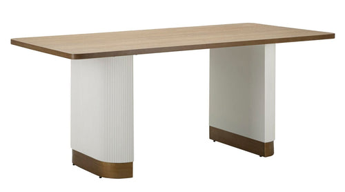 Mauro Ferretti Masa dining din MDF si lemn, Tolosa Alb / Maro / Auriu, L180xl90xH76 cm