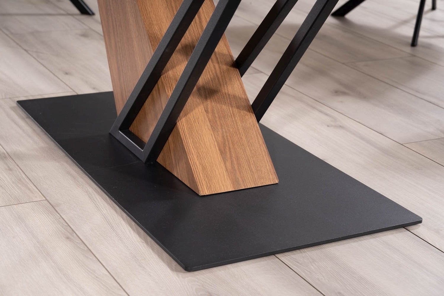 Masa extensibila din ceramica, MDF, furnir si metal, Gesis Negru / Frasin, L180-240xl90xH75 cm (9)