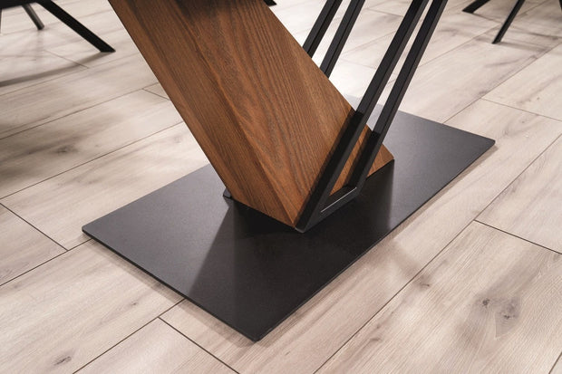 Masa extensibila din ceramica, MDF, furnir si metal, Gesis Negru / Frasin, L180-240xl90xH75 cm (10)