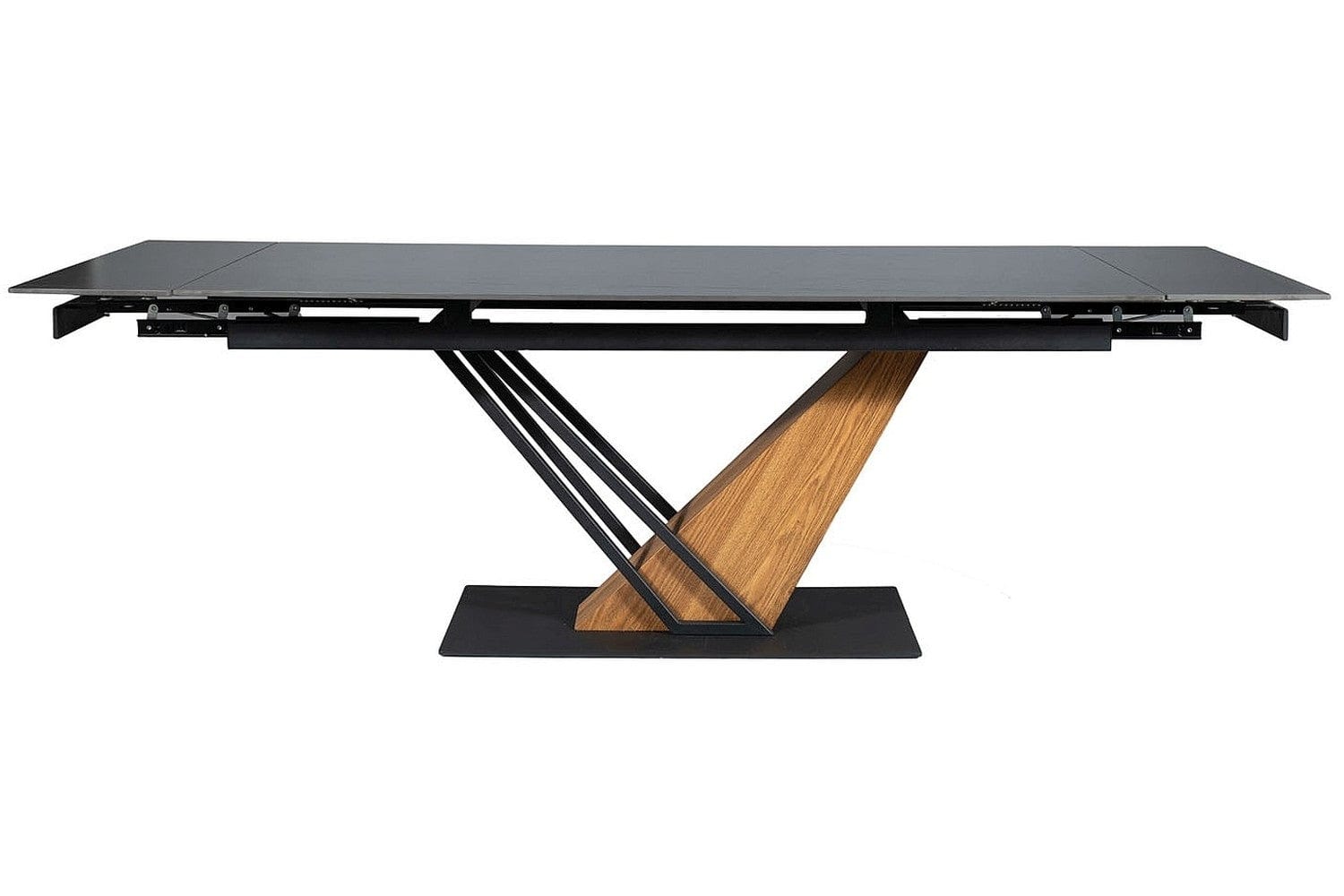 Masa extensibila din ceramica, MDF, furnir si metal, Gesis Negru / Frasin, L180-240xl90xH75 cm (18)