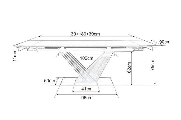Masa extensibila din ceramica, MDF, furnir si metal, Gesis Negru / Frasin, L180-240xl90xH75 cm (19)