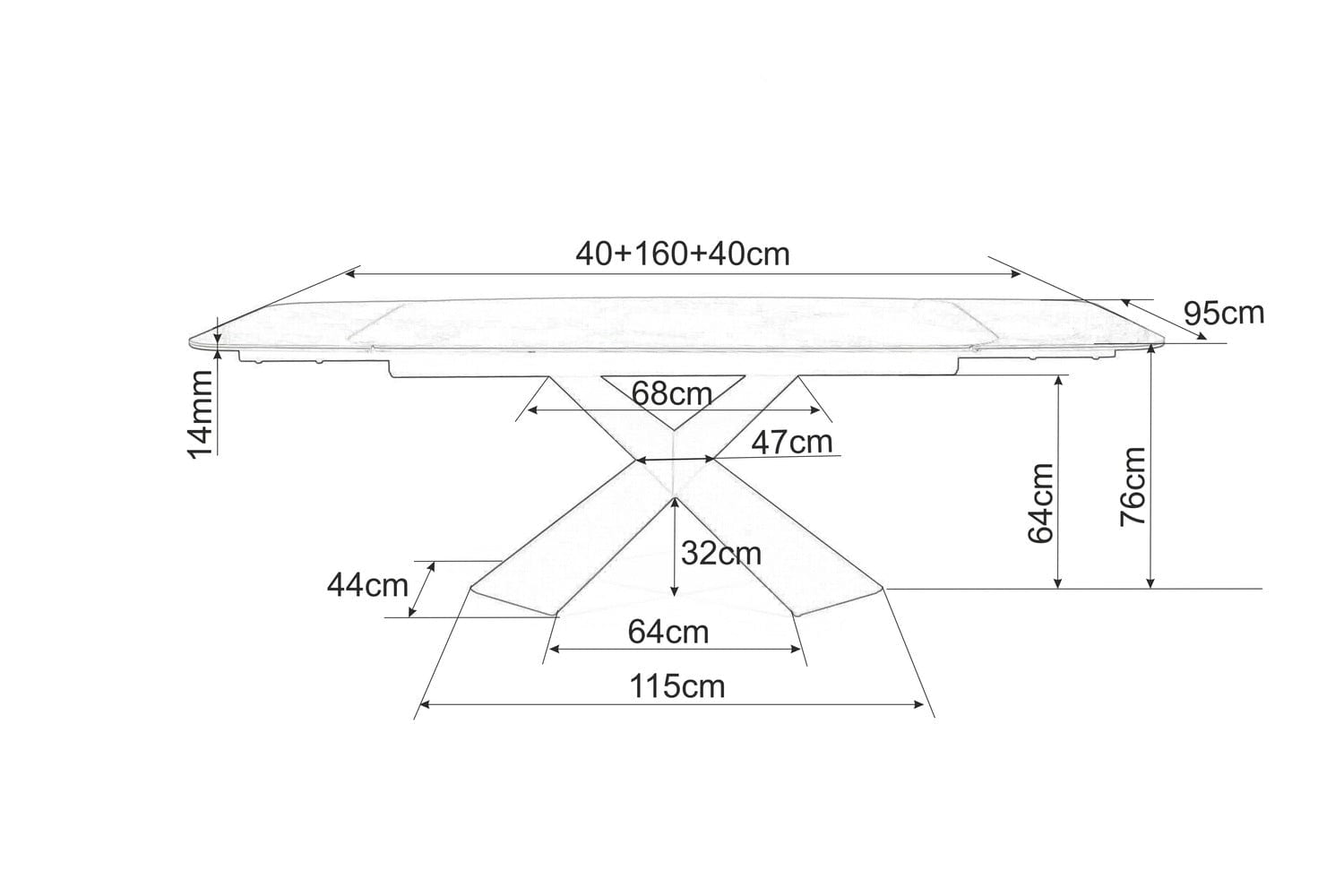 Signal Masa extensibila din ceramica, sticla si metal, Avant II Negru / Negru Mat, L160-240xl95xH76 cm