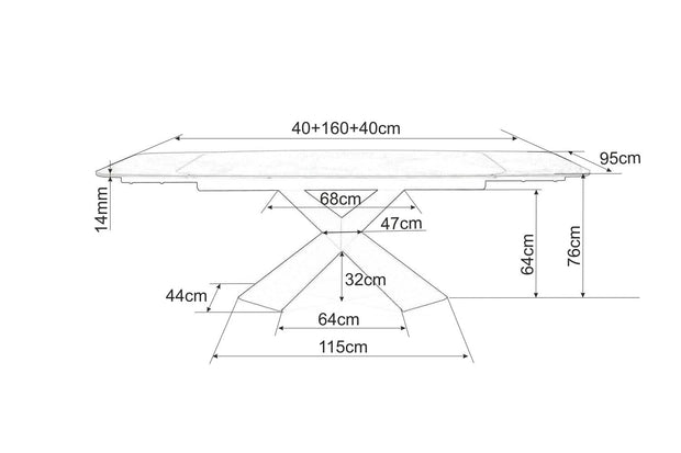 Signal Masa extensibila din ceramica, sticla si metal, Avant II Negru / Negru Mat, L160-240xl95xH76 cm
