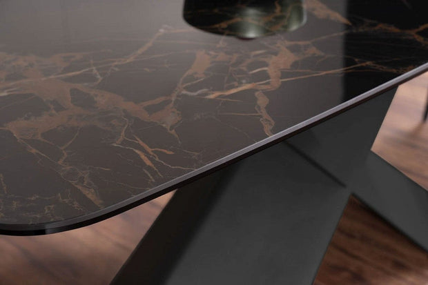 Masa extensibila din ceramica, sticla si metal, Avant Negru / Negru Mat, L160-240xl95xH76 cm (4)